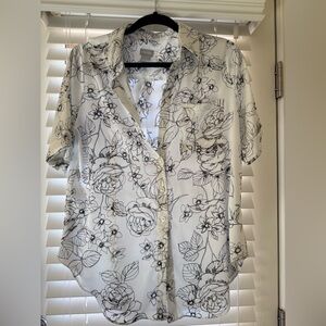 Chico's Black and White Floral Button Down Shirt